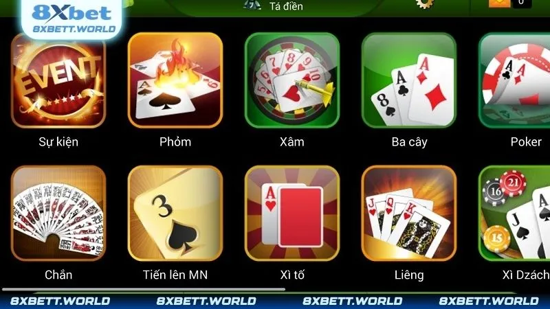 Game bài tại 8XBET có gì đặc biệt?